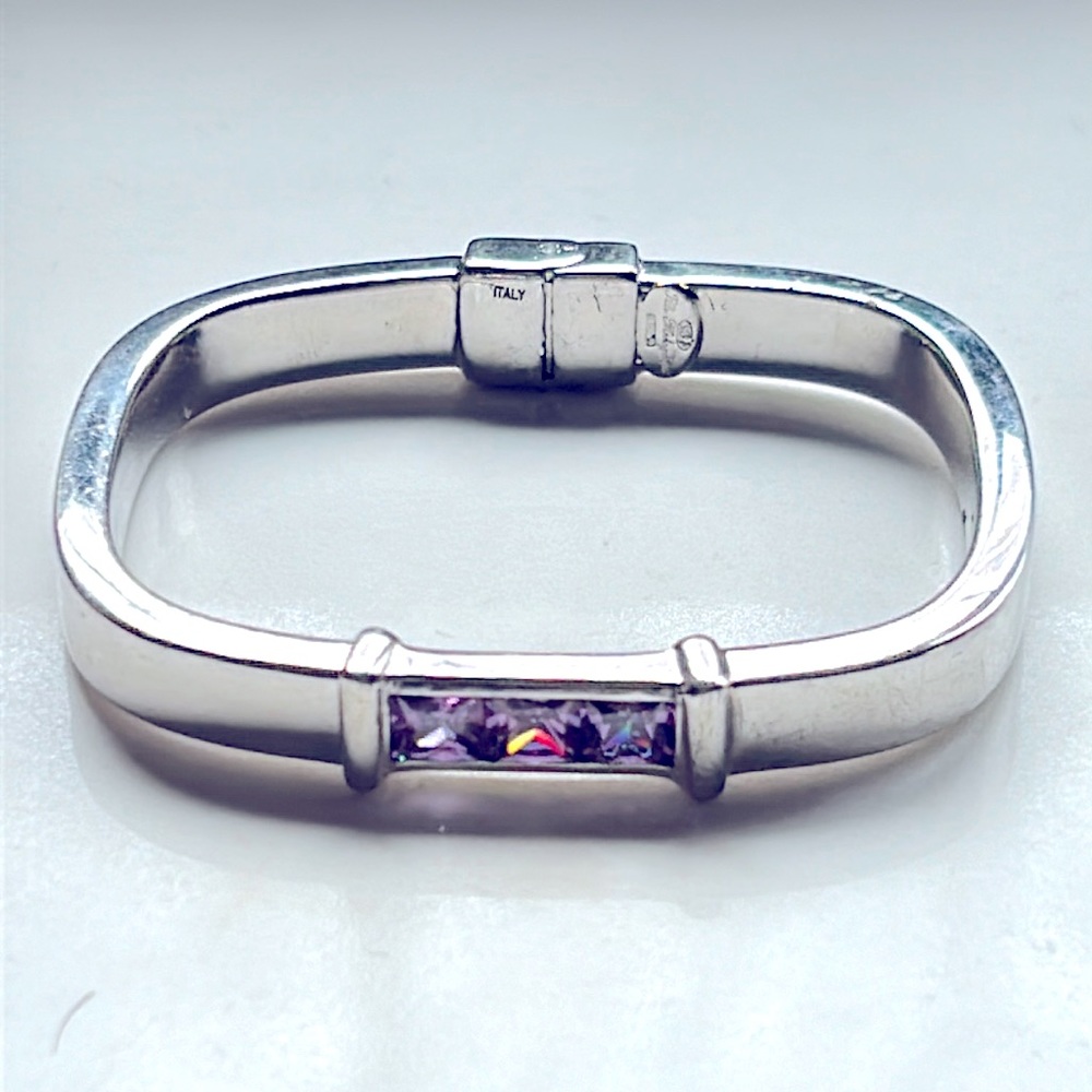 Flli Menegatti sterling silver and amethyst bangle. Made in Italy.